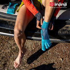Injinji - 【injinji】Ultra Run終極系列五趾短襪 (太平洋藍) - NAA6456 | 吸濕排汗 輕量透氣 避震緩衝 全馬 超馬 慢跑長跑 馬拉松襪