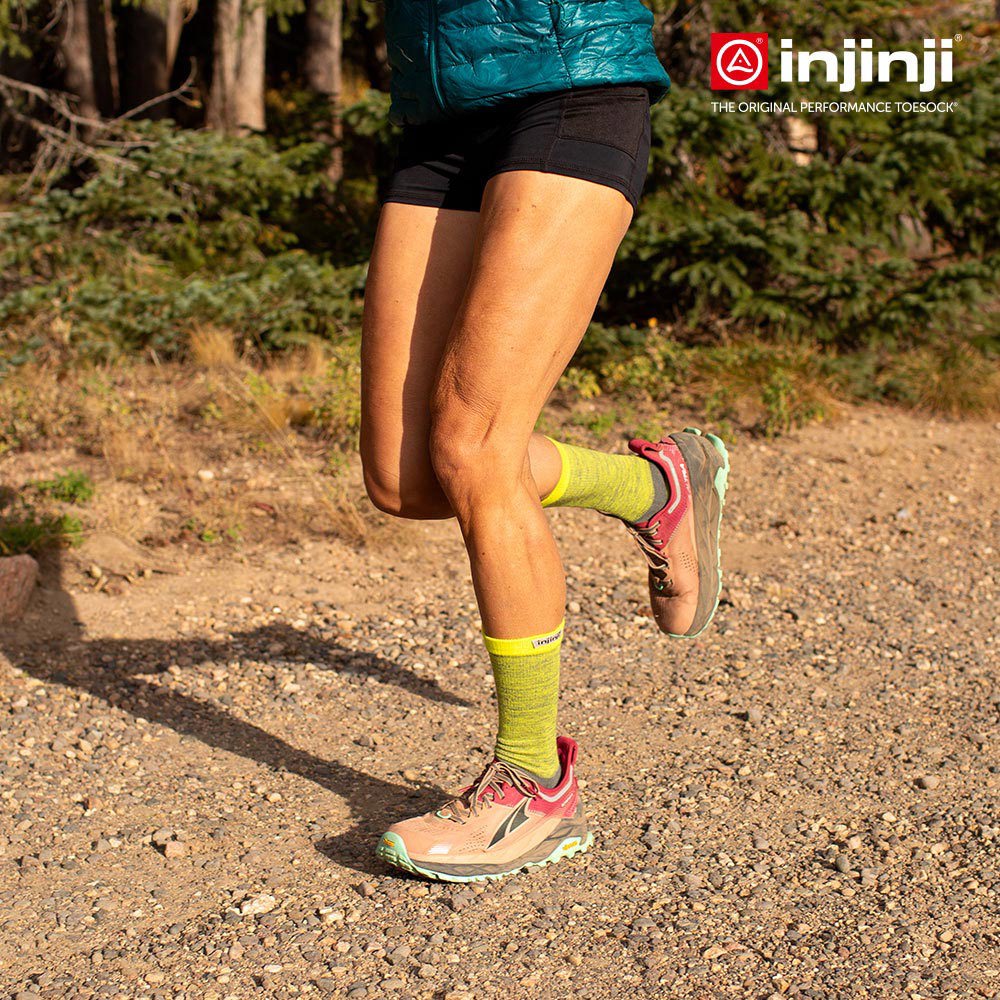 Injinji - 【injinji】女 Trail野跑避震吸排五趾中筒襪FX (閃電黃) - WAA3924 | 吸濕排汗 厚底防震 防腳底水泡 推薦女襪