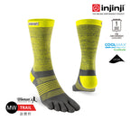 Injinji - 【injinji】女 Trail野跑避震吸排五趾中筒襪FX (閃電黃) - WAA3924 | 吸濕排汗 厚底防震 防腳底水泡 推薦女襪