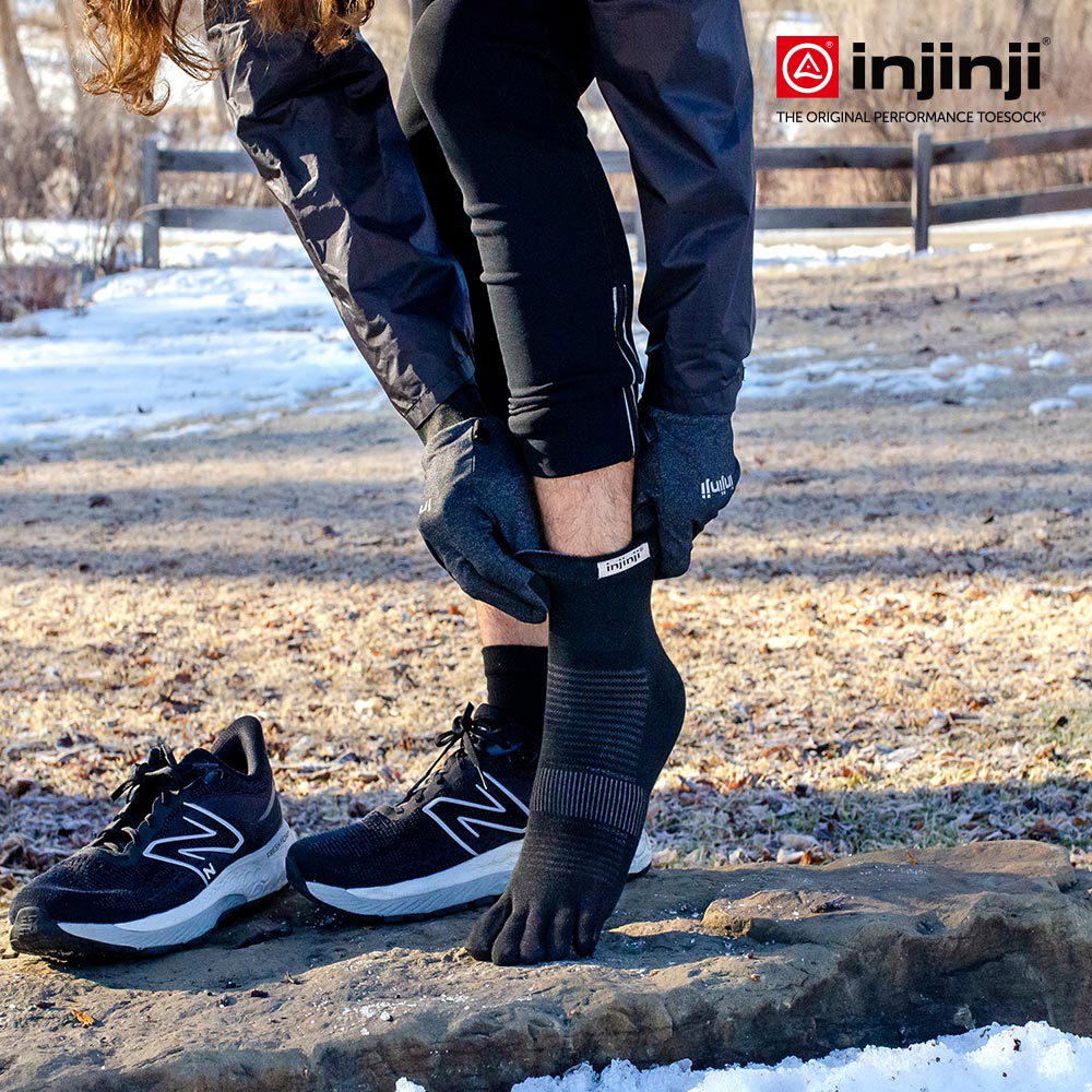 Injinji - 【injinji】Run吸排五趾短襪NX (黑色) - NAA1495 | COOLMAX 快乾襪 吸濕排汗 五趾襪 短襪 標準款