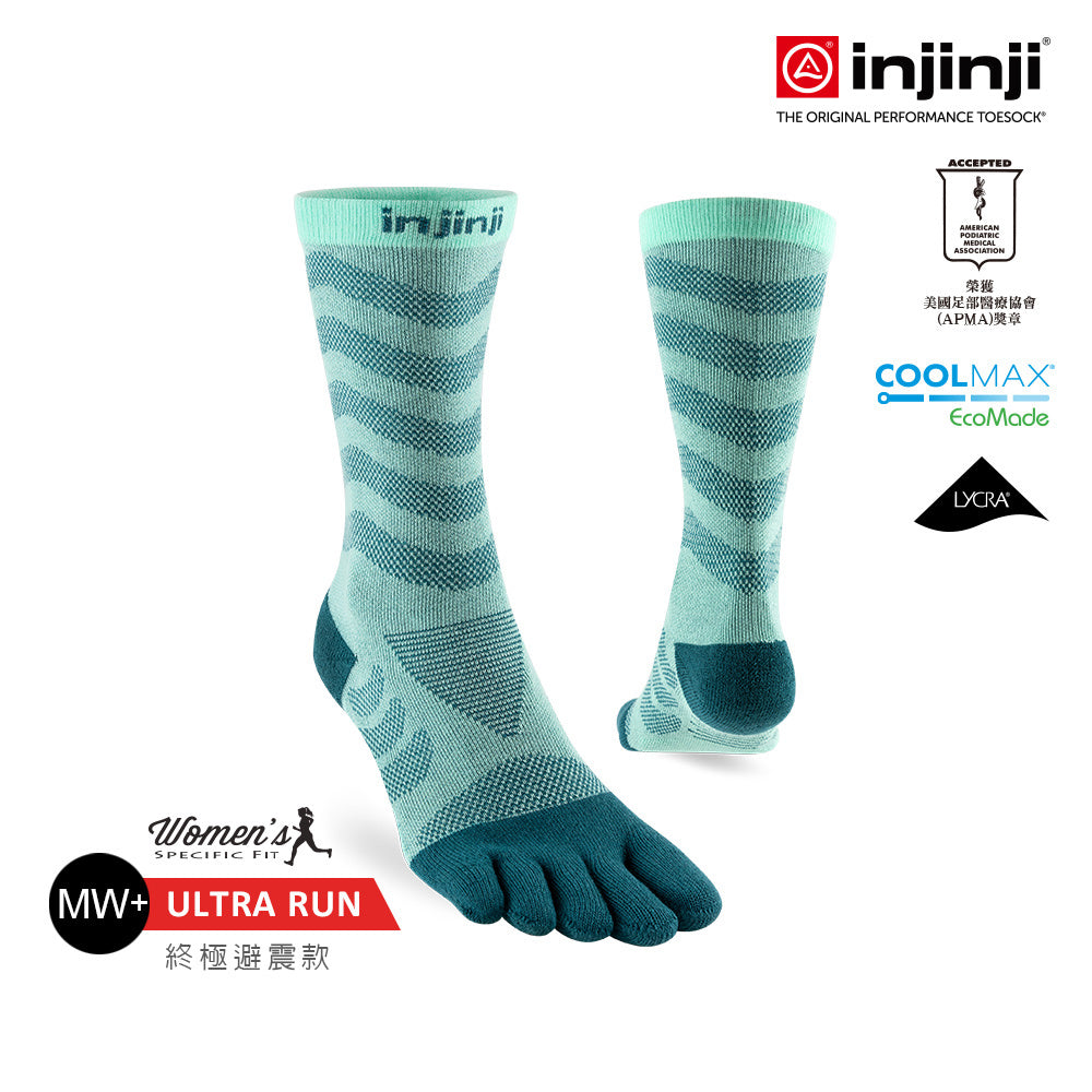 Injinji - 【injinji】女 Ultra Run終極系列五趾中筒襪 (冰川) - WAA68 46 | 吸濕排汗 推薦女生 避震緩衝 推薦路跑用品 慢跑長跑 馬拉松襪