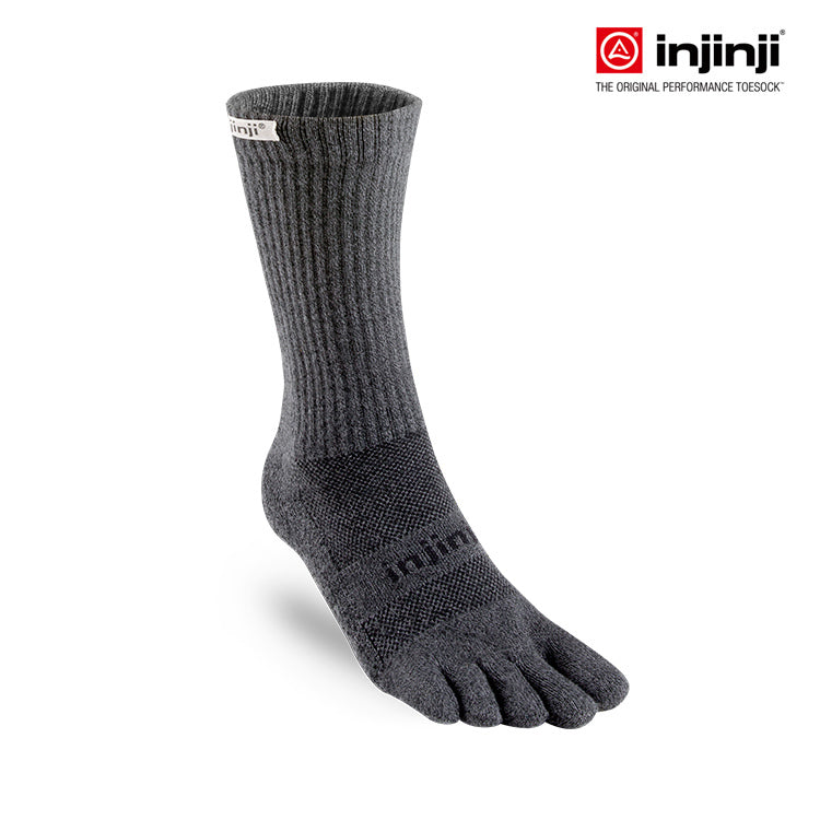 Injinji - 【injinji】Trail野跑避震吸排五趾中筒襪FX (黑色) - NAA3795 | 吸濕排汗 厚底防震 防腳底水泡 推薦鐵人襪