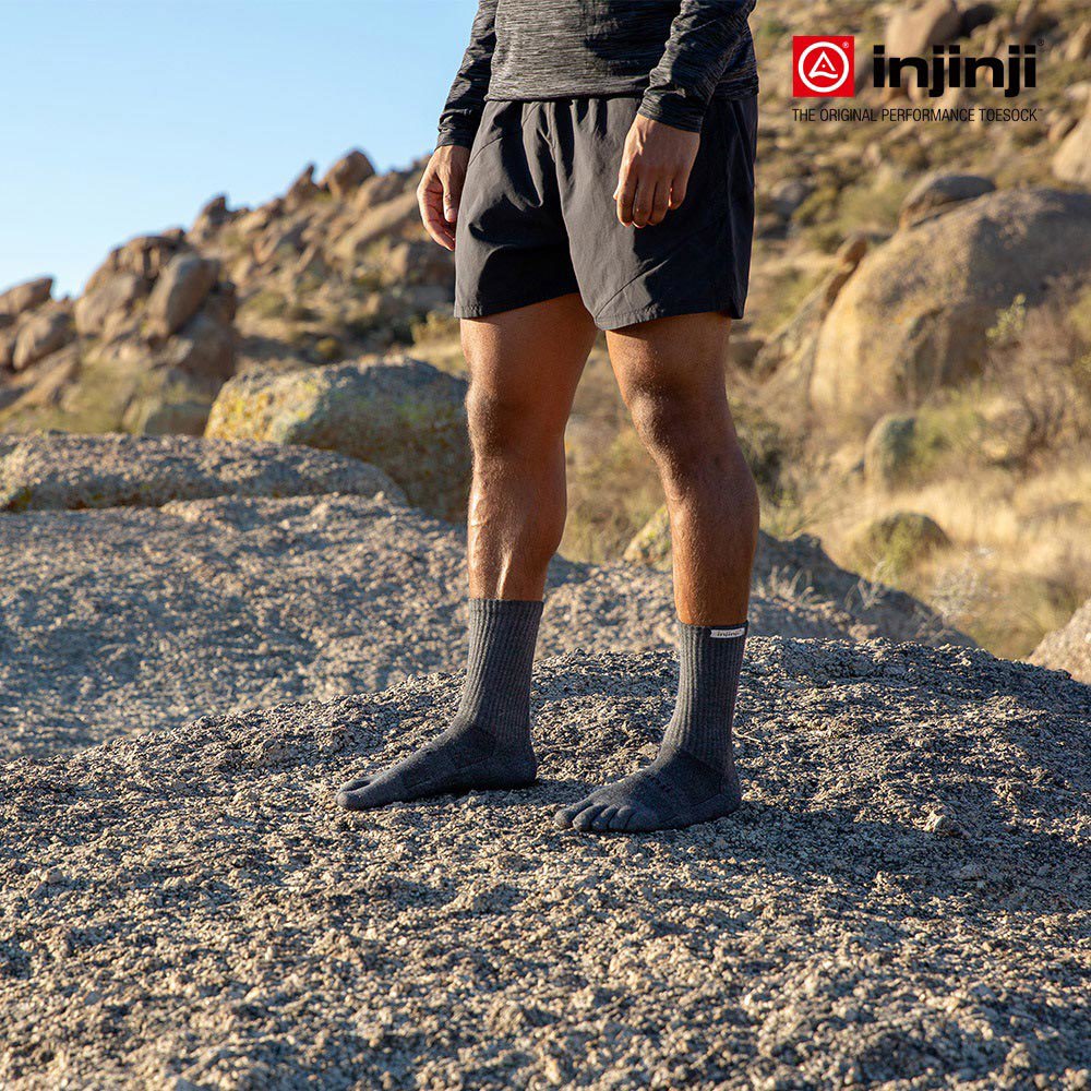 Injinji - 【injinji】Trail野跑避震吸排五趾中筒襪FX (黑色) - NAA3795 | 吸濕排汗 厚底防震 防腳底水泡 推薦鐵人襪