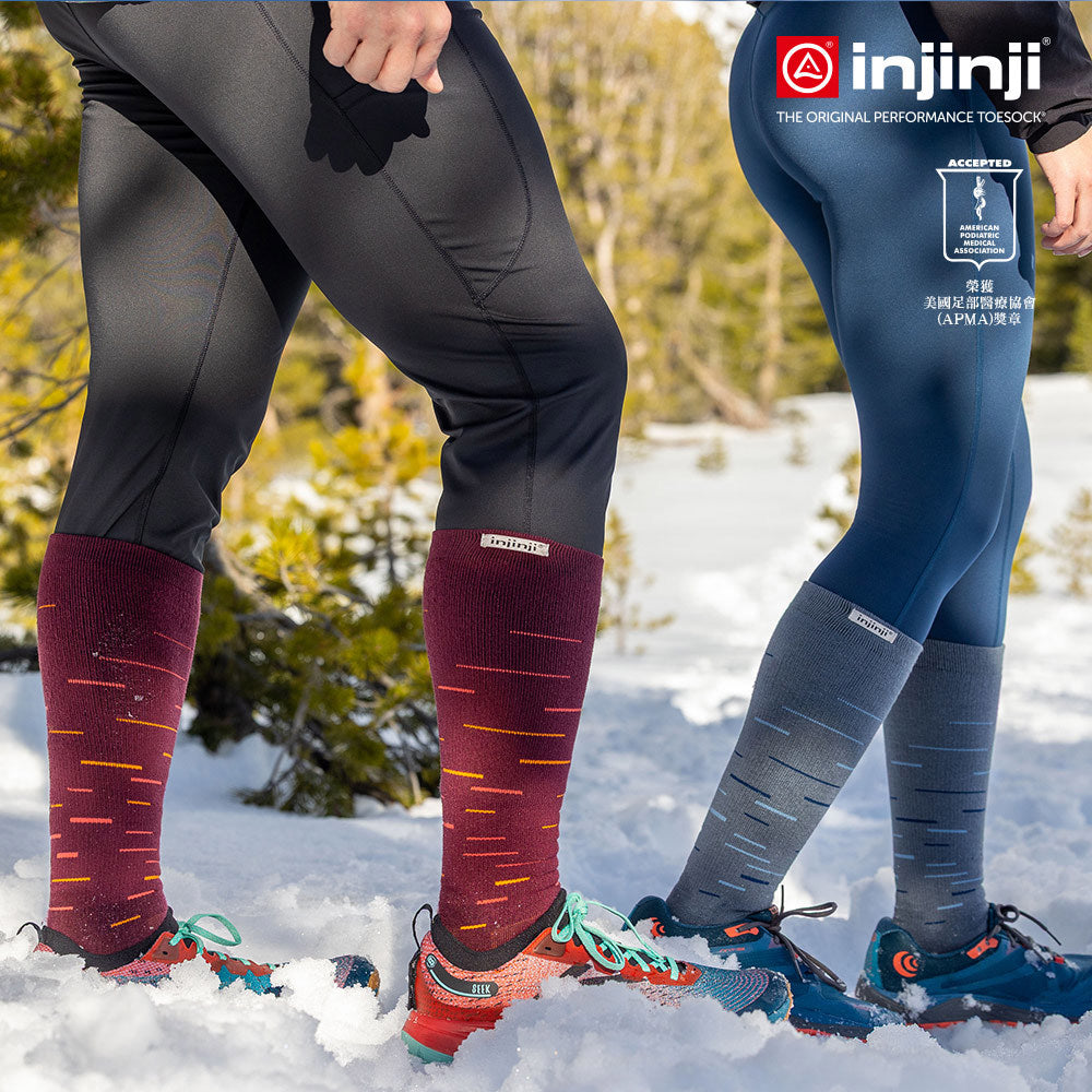 Injinji - 【injinji】SNOW THERMOLITE保暖五趾高筒襪(薄霧灰) - NAA0193 | COOLMAX 保暖襪 吸濕排汗 五趾襪 高筒襪