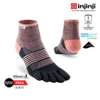 Injinji - 【injinji】女 Trail野跑避震吸排五趾短襪 (煙粉黑) - WAA3896 | 厚底防震 運動員推薦 吸濕排汗 五趾襪