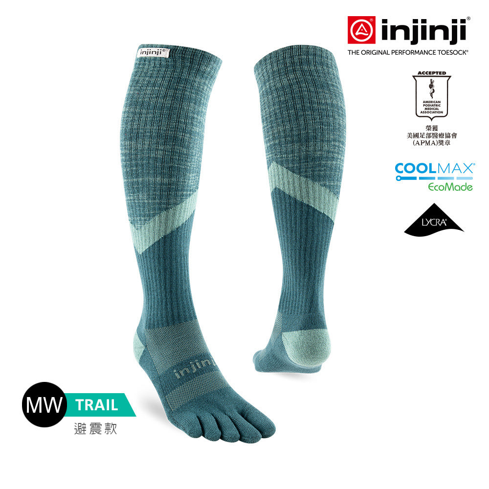 Injinji - 【injinji】Trail野跑避震吸排五趾高筒襪 (海沫綠) - NAA3545 | 厚底防震 運動員推薦 吸濕排汗 五趾襪 高筒襪