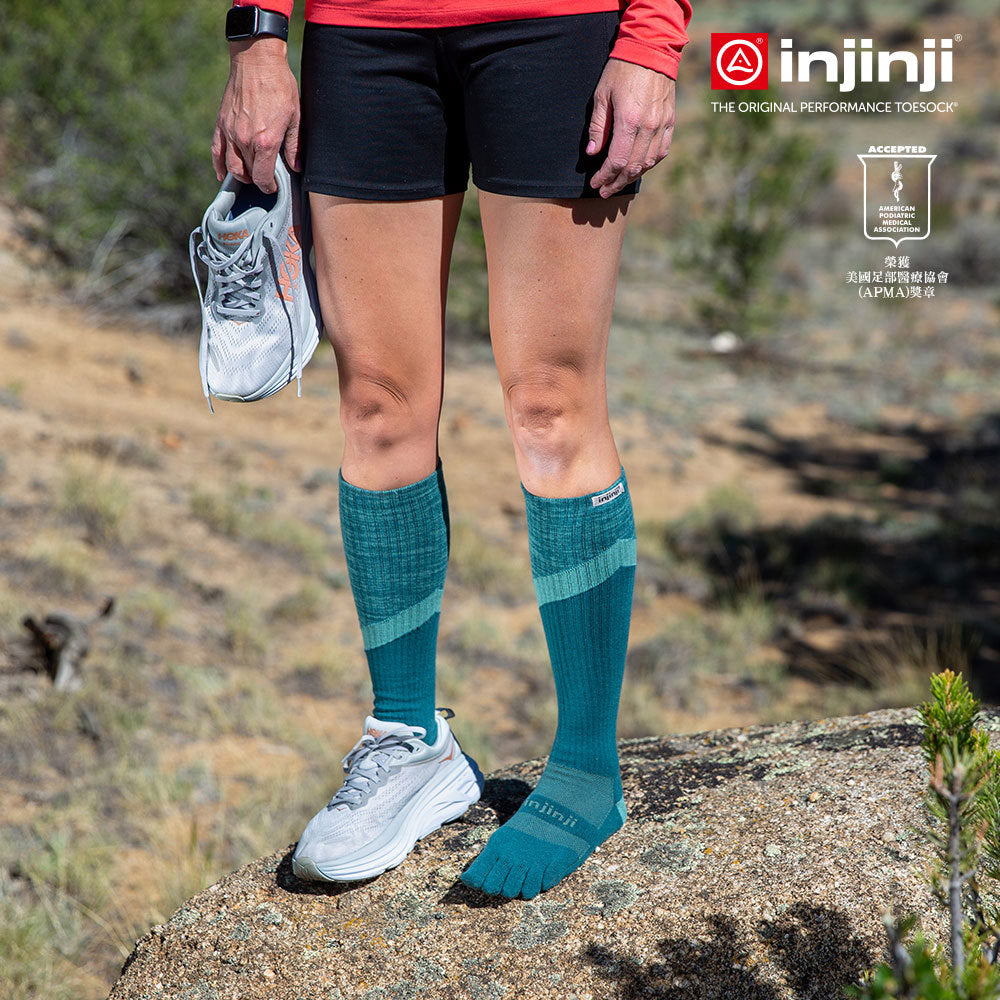 Injinji - 【injinji】Trail野跑避震吸排五趾高筒襪 (海沫綠) - NAA3545 | 厚底防震 運動員推薦 吸濕排汗 五趾襪 高筒襪