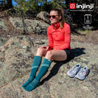 Injinji - 【injinji】Trail野跑避震吸排五趾高筒襪 (海沫綠) - NAA3545 | 厚底防震 運動員推薦 吸濕排汗 五趾襪 高筒襪