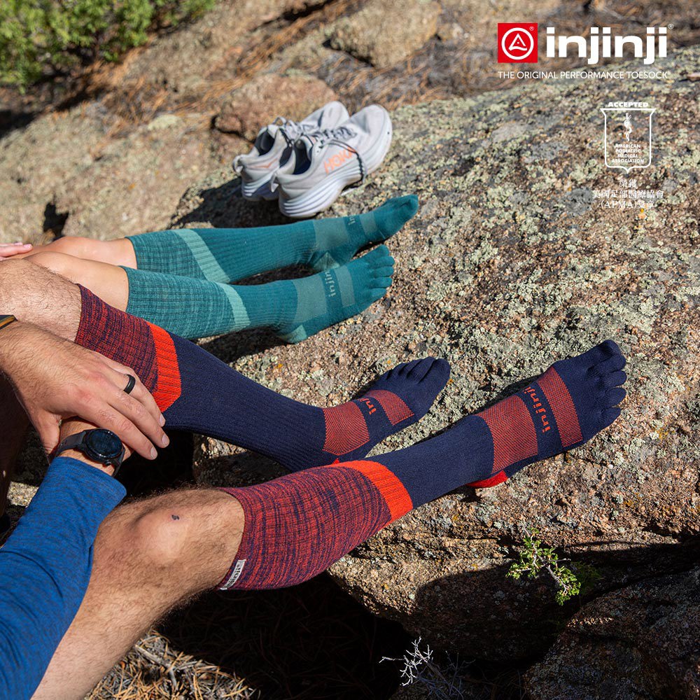 Injinji - 【injinji】Trail野跑避震吸排五趾高筒襪 (烈焰) - NAA3506 | 厚底防震 運動員推薦 吸濕排汗 五趾襪 高筒襪