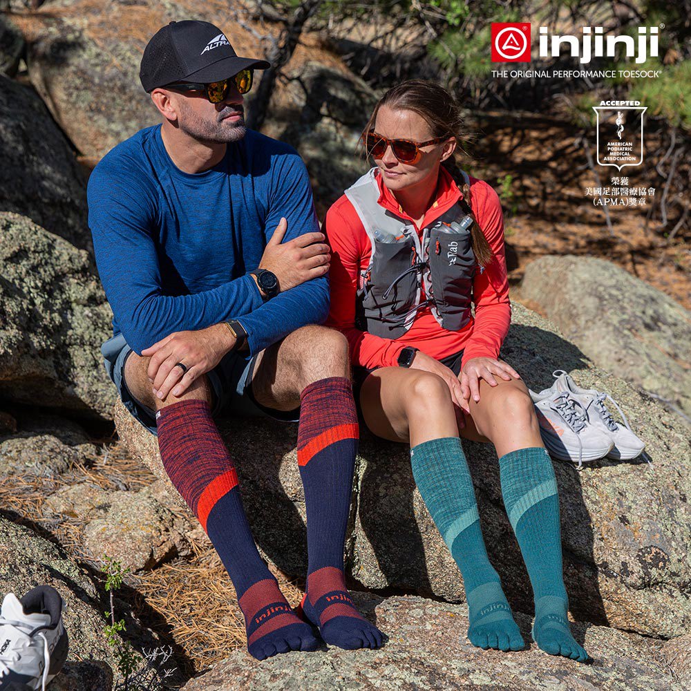 Injinji - 【injinji】Trail野跑避震吸排五趾高筒襪 (烈焰) - NAA3506 | 厚底防震 運動員推薦 吸濕排汗 五趾襪 高筒襪