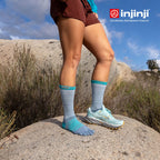 Injinji - 【injinji】女 Trail野跑避震吸排五趾中筒襪FX (水藍) - WAA3951 | 吸濕排汗 厚底防震 防腳底水泡 推薦女襪