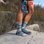 Injinji - 【injinji】Trail野跑避震吸排五趾中筒襪FX (石墨灰) - NAA3792 | 吸濕排汗 厚底防震 防腳底水泡 推薦鐵人襪