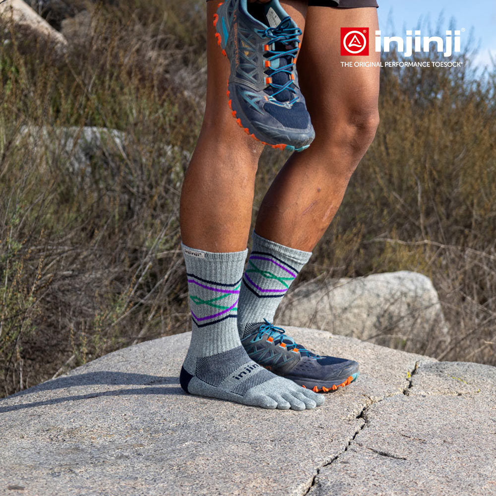 Injinji - 【injinji】Trail野跑避震吸排五趾中筒襪FX (石墨灰) - NAA3792 | 吸濕排汗 厚底防震 防腳底水泡 推薦鐵人襪