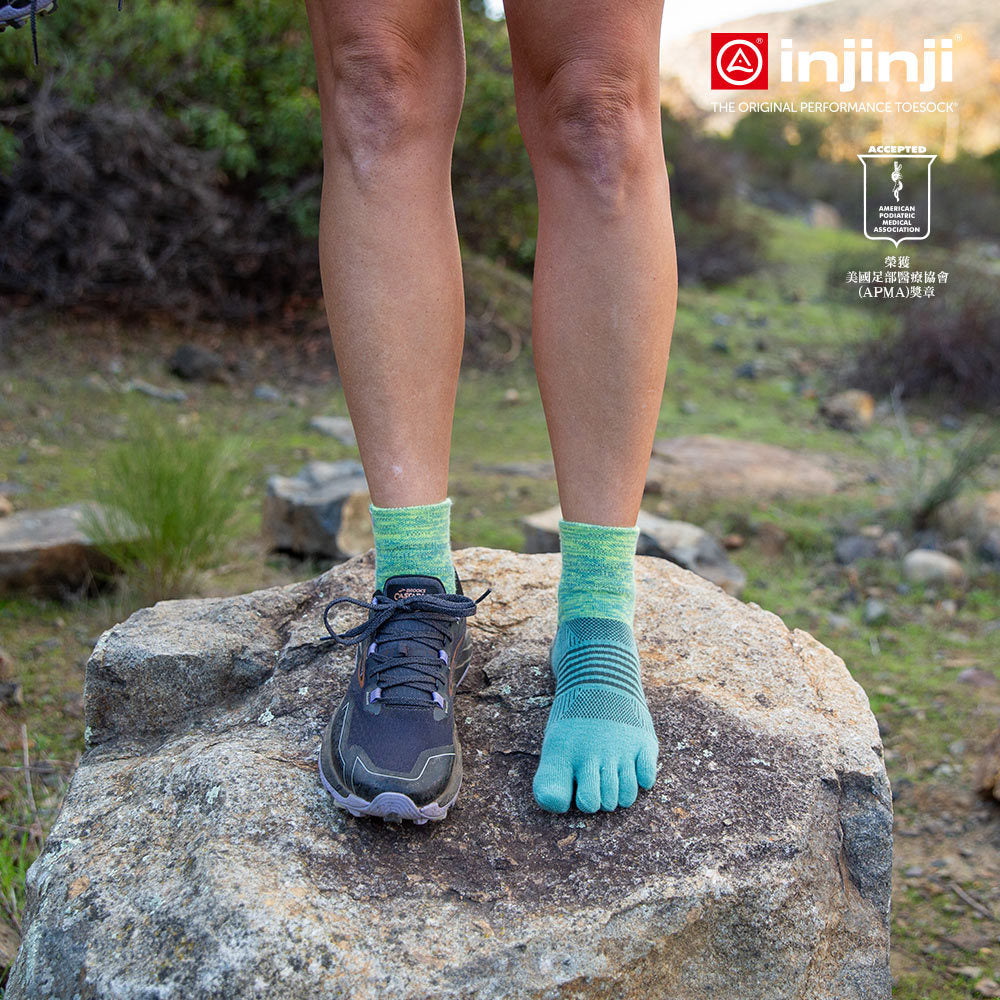 Injinji - 【injinji】女 Trail野跑避震吸排五趾短襪 (嫩芽綠) - WAA3843 | 厚底防震 運動員推薦 吸濕排汗 五趾襪