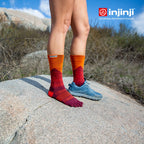 Injinji - 【injinji】女 Trail野跑避震吸排五趾中筒襪FX (夕陽) - WAA3916 | 吸濕排汗 厚底防震 防腳底水泡 推薦女襪